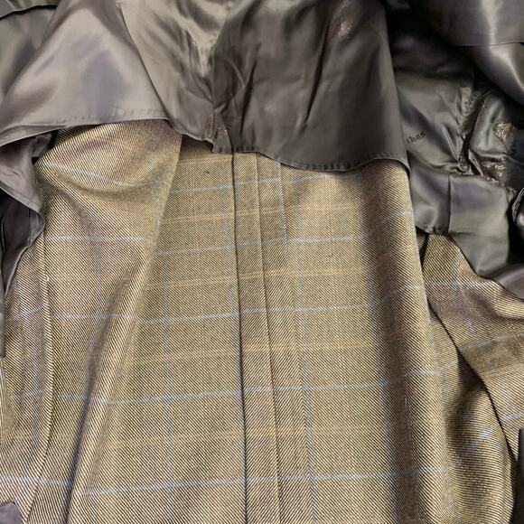 OXXFORD CLOTHES  44 Regular Brown Blue Plaid Wool Tweed Notch Lapel Sport Coat - Picture 7 of 9